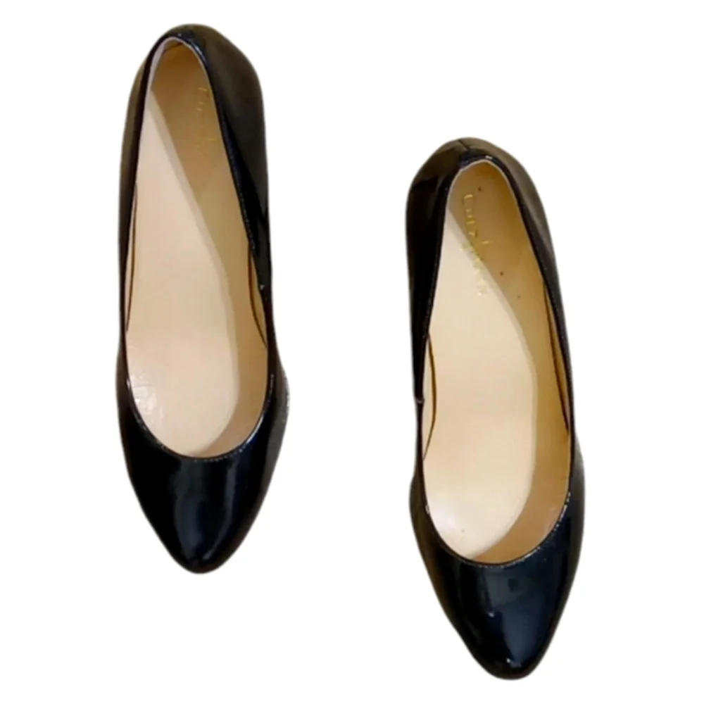 Cole Haan Heels Black Patent Leather Platform Lightly Cushioned Almond Toe